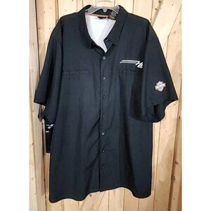Harley Davidson Mens 4X Short Sleeve Button Shirt Black HD  MC Performance Shirt